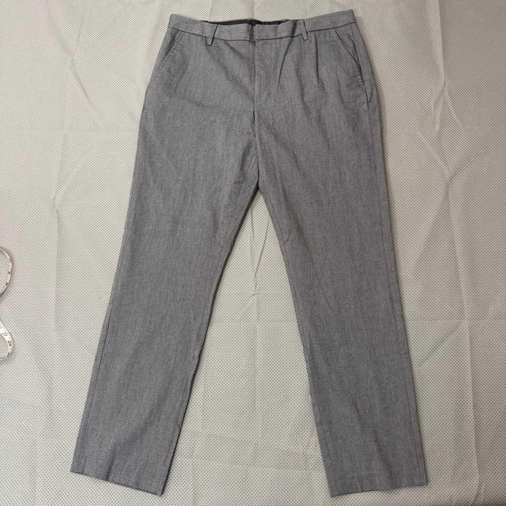 Bonobos Chino 2.0 Trouser Men 36 Gray Flat Front Stretch Chambray Pants